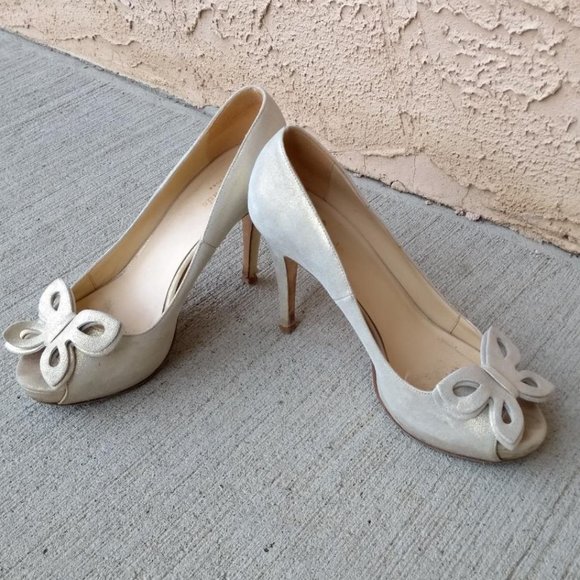 Kate Spade 7 Gina Butterfly Gold Shimmer Heels - Picture 3 of 7